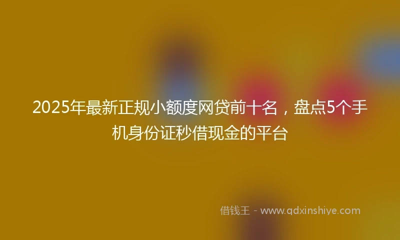 2025年最新正规小额度网贷前十名，盘点5个手机身份证秒借现金的平台