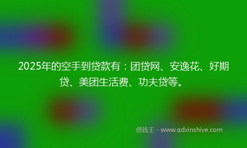 2025年的空手到贷款有：团贷网、安逸花、好期贷、美团生活费、功夫贷等。