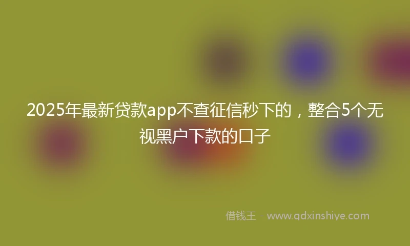 2025年最新贷款app不查征信秒下的，整合5个无视黑户下款的口子