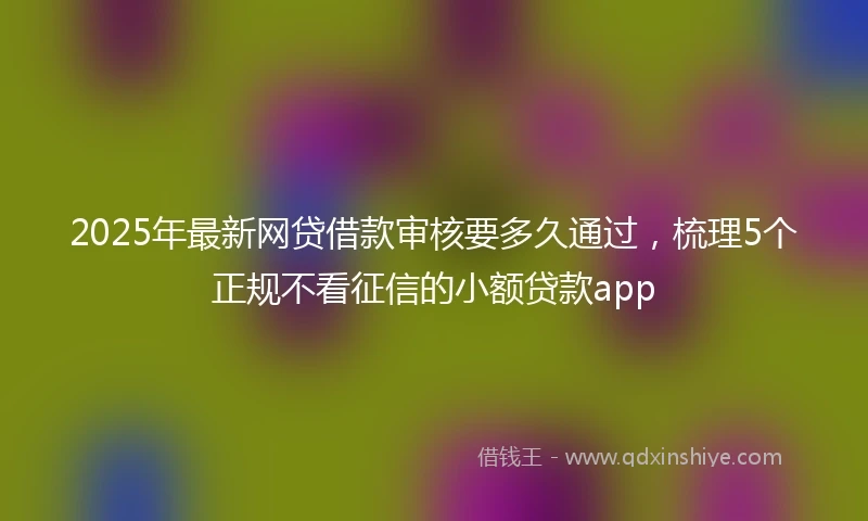 2025年最新网贷借款审核要多久通过，梳理5个正规不看征信的小额贷款app