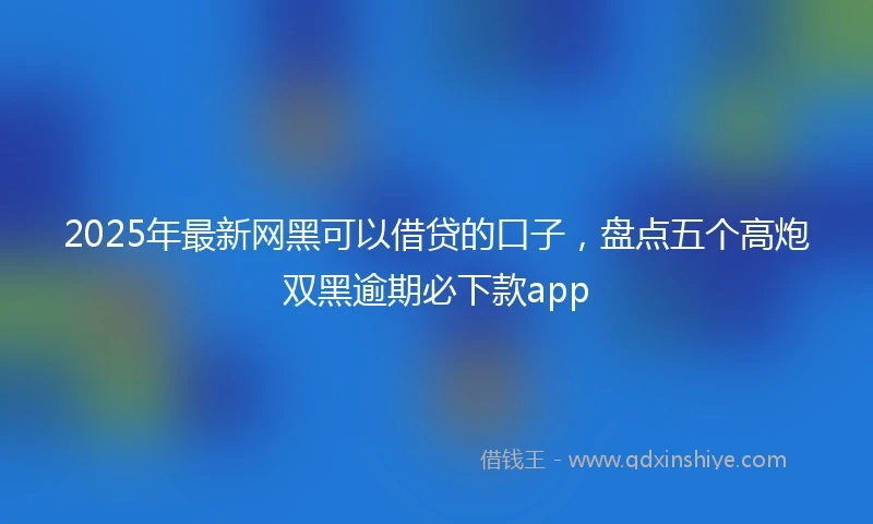 2025年最新网黑可以借贷的口子，盘点五个高炮双黑逾期必下款app