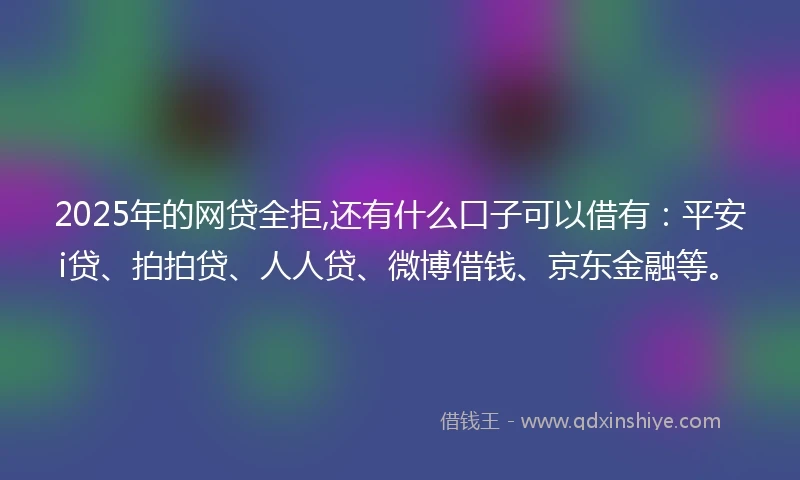 2025年的网贷全拒,还有什么口子可以借有：平安i贷、拍拍贷、人人贷、微博借钱、京东金融等。