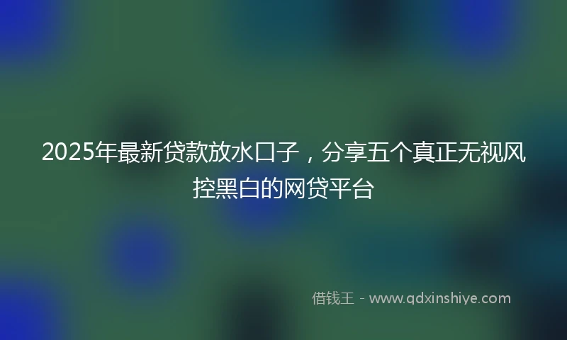 2025年最新贷款放水口子，分享五个真正无视风控黑白的网贷平台