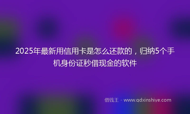 2025年最新用信用卡是怎么还款的，归纳5个手机身份证秒借现金的软件