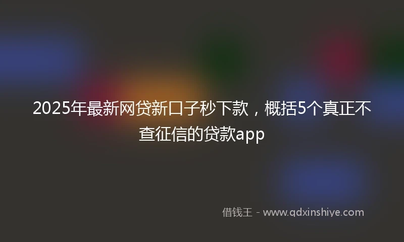 2025年最新网贷新口子秒下款，概括5个真正不查征信的贷款app