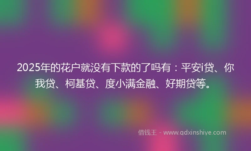 2025年的花户就没有下款的了吗有：平安i贷、你我贷、柯基贷、度小满金融、好期贷等。