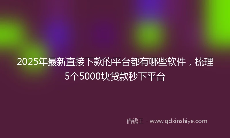 2025年最新直接下款的平台都有哪些软件，梳理5个5000块贷款秒下平台