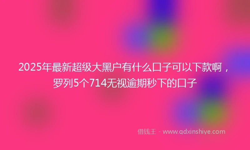 2025年最新超级大黑户有什么口子可以下款啊，罗列5个714无视逾期秒下的口子