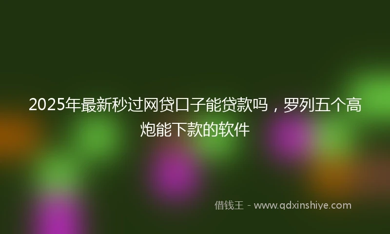 2025年最新秒过网贷口子能贷款吗，罗列五个高炮能下款的软件