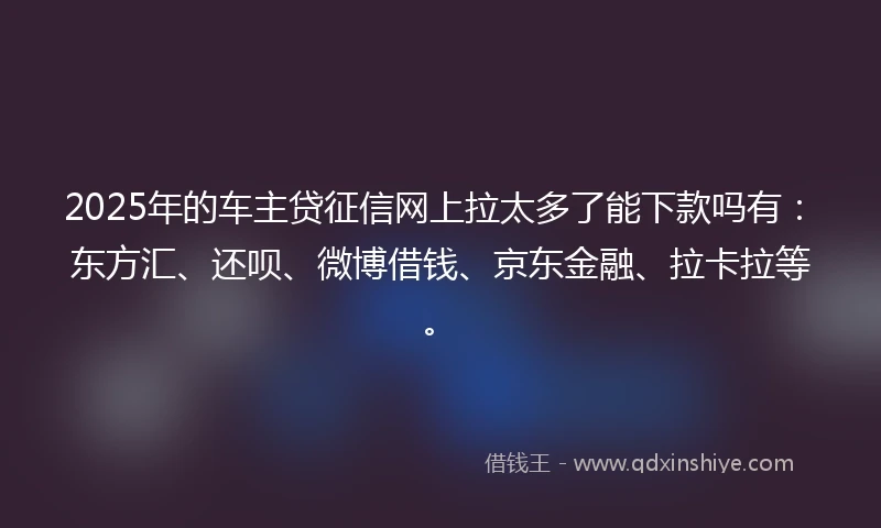2025年的车主贷征信网上拉太多了能下款吗有:东方汇、还呗、微博借钱、京东金融、拉卡拉等。