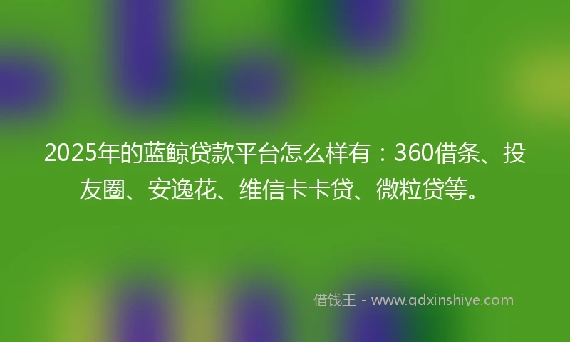 2025年的蓝鲸贷款平台怎么样有：360借条、投友圈、安逸花、维信卡卡贷、微粒贷等。