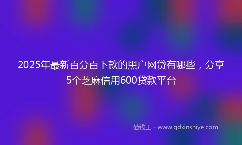 2025年最新百分百下款的黑户网贷有哪些，分享5个芝麻信用600贷款平台