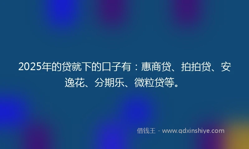 2025年的贷就下的口子有：惠商贷、拍拍贷、安逸花、分期乐、微粒贷等。