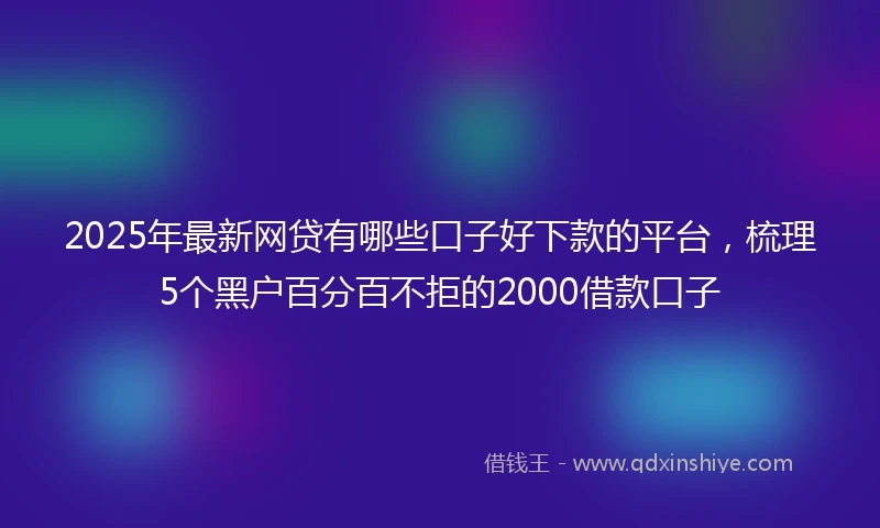 2025年最新网贷有哪些口子好下款的平台，梳理5个黑户百分百不拒的2000借款口子