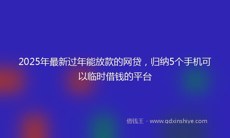 2025年最新过年能放款的网贷，归纳5个手机可以临时借钱的平台
