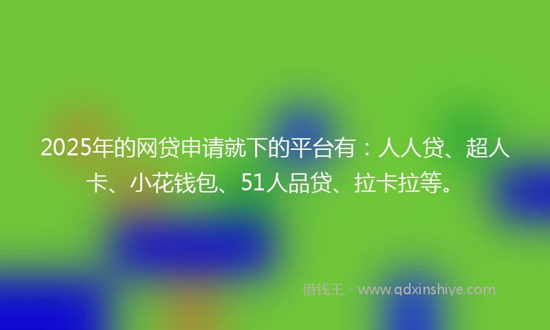 2025年的网贷申请就下的平台有：人人贷、超人卡、小花钱包、51人品贷、拉卡拉等。