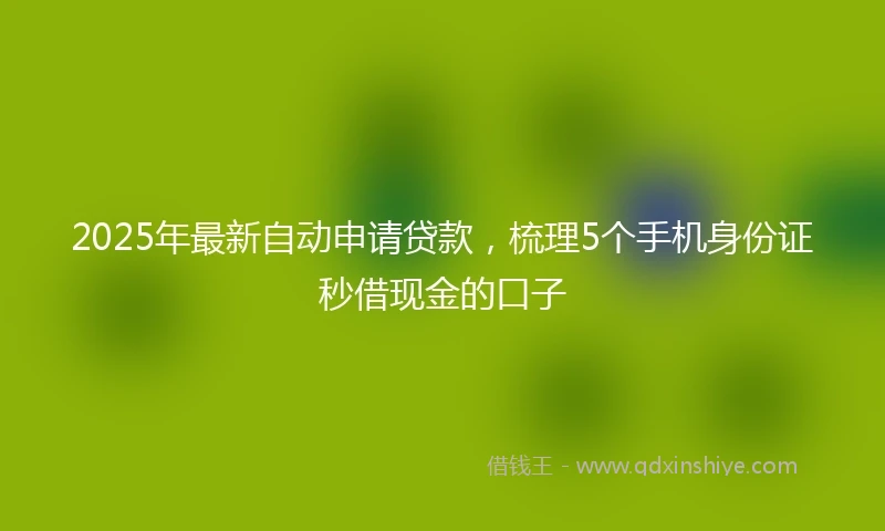 2025年最新自动申请贷款，梳理5个手机身份证秒借现金的口子