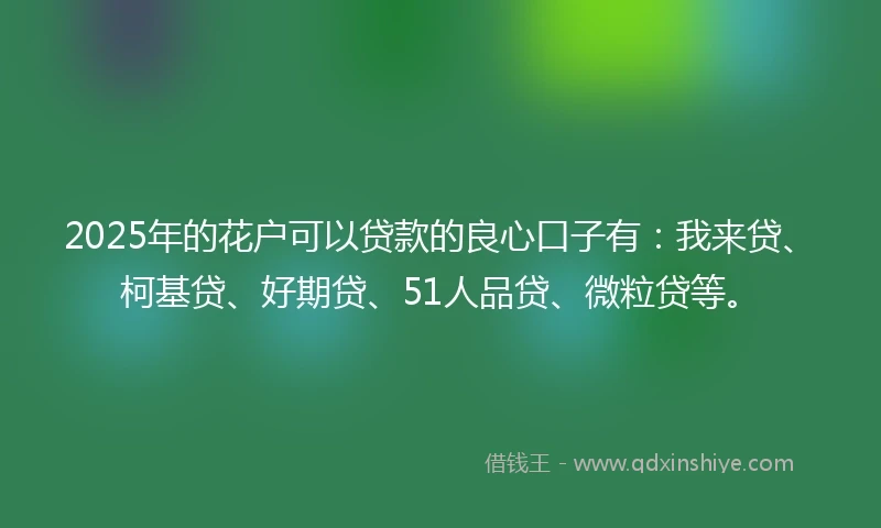 2025年的花户可以贷款的良心口子有：我来贷、柯基贷、好期贷、51人品贷、微粒贷等。