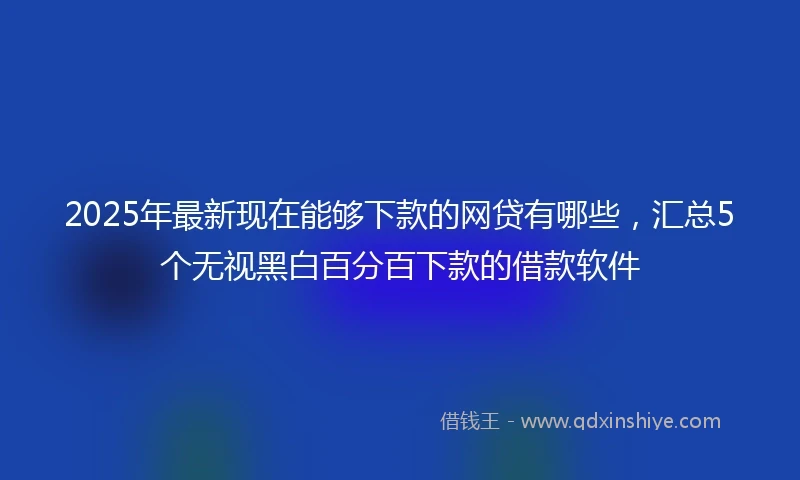 2025年最新现在能够下款的网贷有哪些，汇总5个无视黑白百分百下款的借款软件