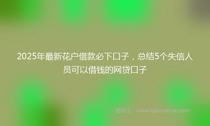 2025年最新花户借款必下口子，总结5个失信人员可以借钱的网贷口子