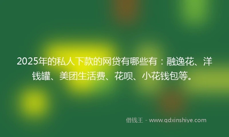 2025年的私人下款的网贷有哪些有：融逸花、洋钱罐、美团生活费、花呗、小花钱包等。