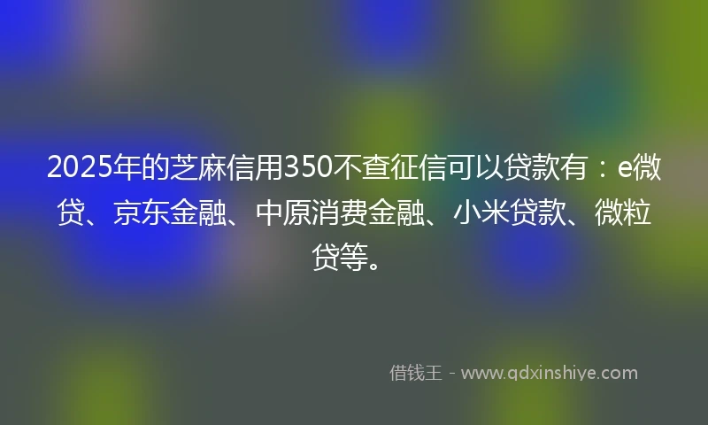 2025年的芝麻信用350不查征信可以贷款有：e微贷、京东金融、中原消费金融、小米贷款、微粒贷等。