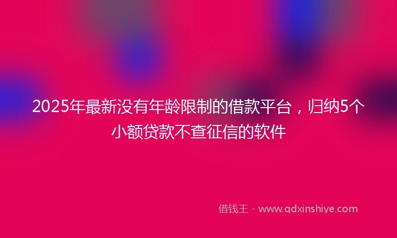 2025年最新没有年龄限制的借款平台，归纳5个小额贷款不查征信的软件