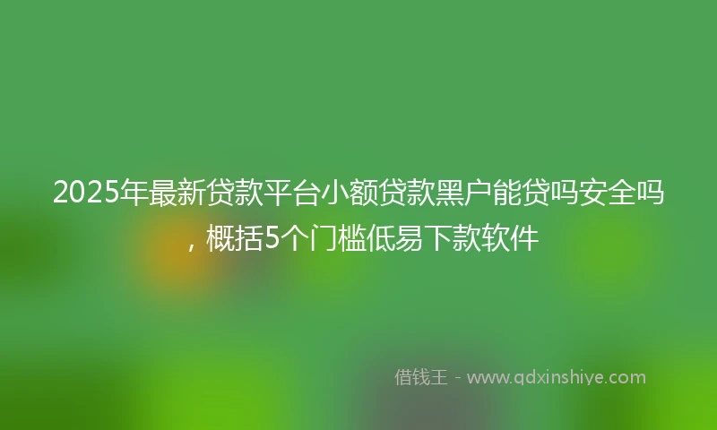 2025年最新贷款平台小额贷款黑户能贷吗安全吗，概括5个门槛低易下款软件