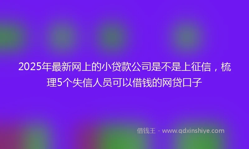 2025年最新网上的小贷款公司是不是上征信，梳理5个失信人员可以借钱的网贷口子