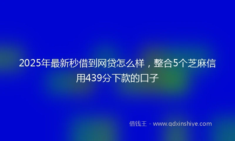 2025年最新秒借到网贷怎么样，整合5个芝麻信用439分下款的口子