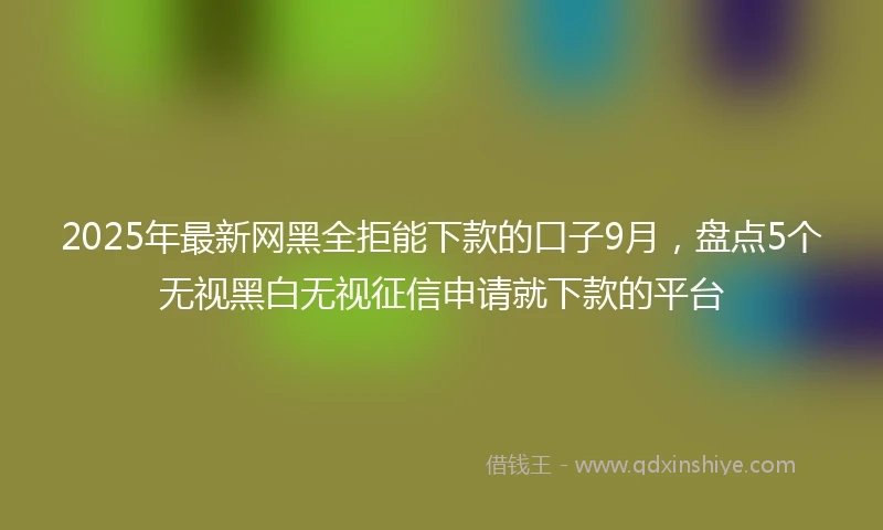 2025年最新网黑全拒能下款的口子9月，盘点5个无视黑白无视征信申请就下款的平台
