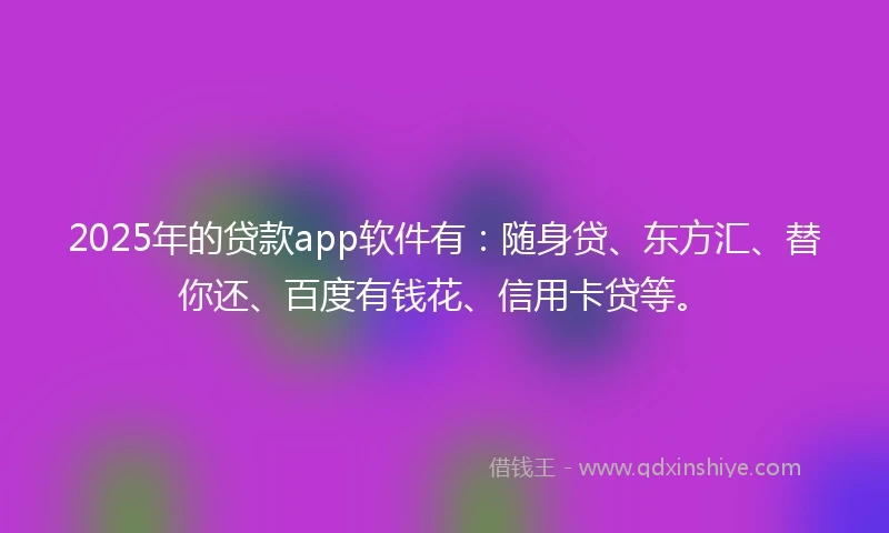 2025年的贷款app软件有:随身贷、东方汇、替你还、百度有钱花、信用卡贷等。