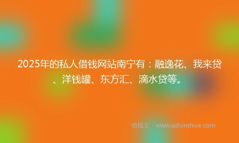 2025年的私人借钱网站南宁有：融逸花、我来贷、洋钱罐、东方汇、滴水贷等。