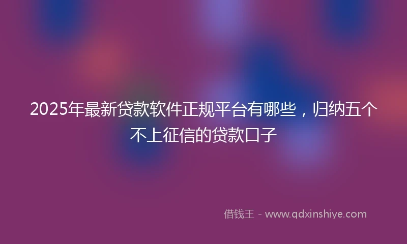 2025年最新贷款软件正规平台有哪些，归纳五个不上征信的贷款口子
