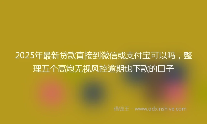 2025年最新贷款直接到微信或支付宝可以吗，整理五个高炮无视风控逾期也下款的口子