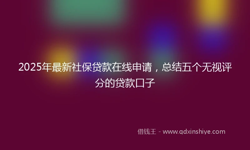2025年最新社保贷款在线申请，总结五个无视评分的贷款口子