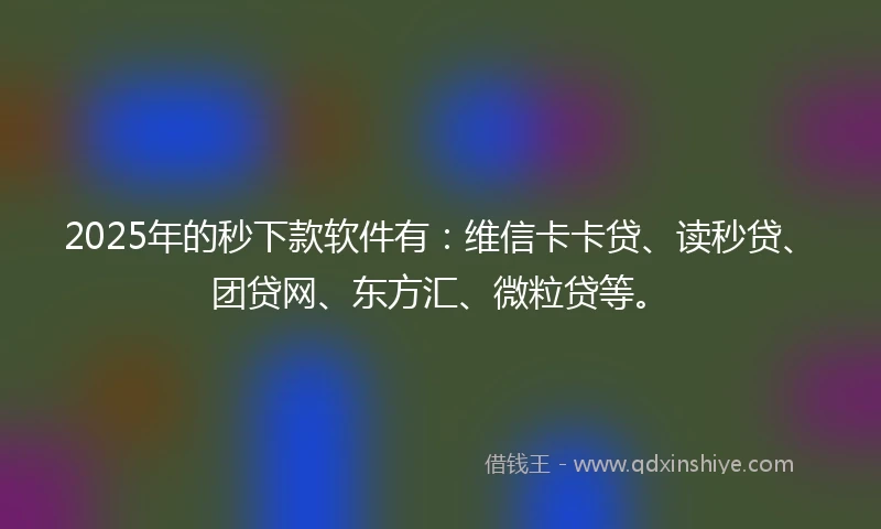 2025年的秒下款软件有：维信卡卡贷、读秒贷、团贷网、东方汇、微粒贷等。