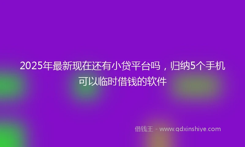 2025年最新现在还有小贷平台吗，归纳5个手机可以临时借钱的软件