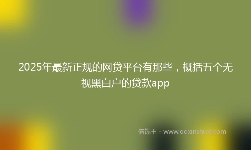 2025年最新正规的网贷平台有那些，概括五个无视黑白户的贷款app