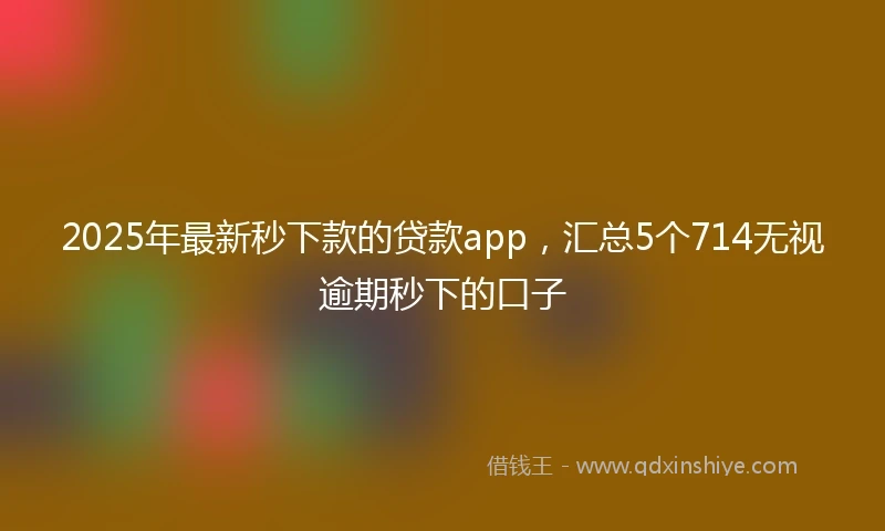 2025年最新秒下款的贷款app，汇总5个714无视逾期秒下的口子