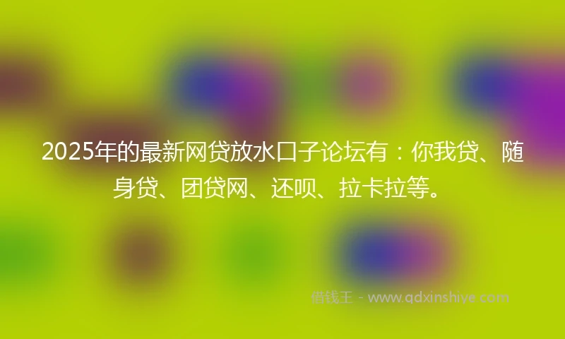 2025年的最新网贷放水口子论坛有：你我贷、随身贷、团贷网、还呗、拉卡拉等。