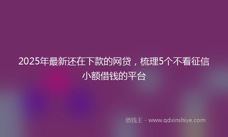2025年最新还在下款的网贷，梳理5个不看征信小额借钱的平台