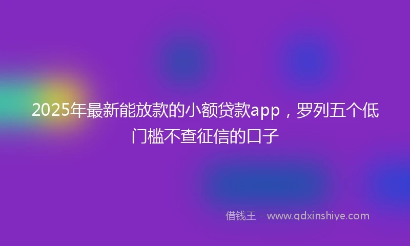 2025年最新能放款的小额贷款app，罗列五个低门槛不查征信的口子