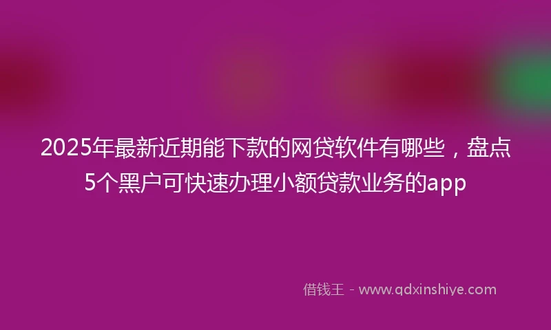 2025年最新近期能下款的网贷软件有哪些，盘点5个黑户可快速办理小额贷款业务的app