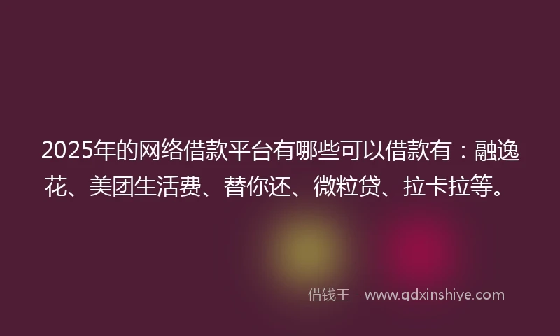 2025年的网络借款平台有哪些可以借款有：融逸花、美团生活费、替你还、微粒贷、拉卡拉等。