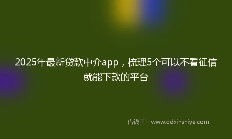 2025年最新贷款中介app，梳理5个可以不看征信就能下款的平台