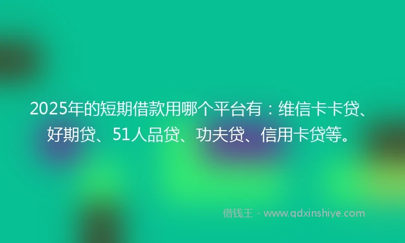 2025年的短期借款用哪个平台有：维信卡卡贷、好期贷、51人品贷、功夫贷、信用卡贷等。