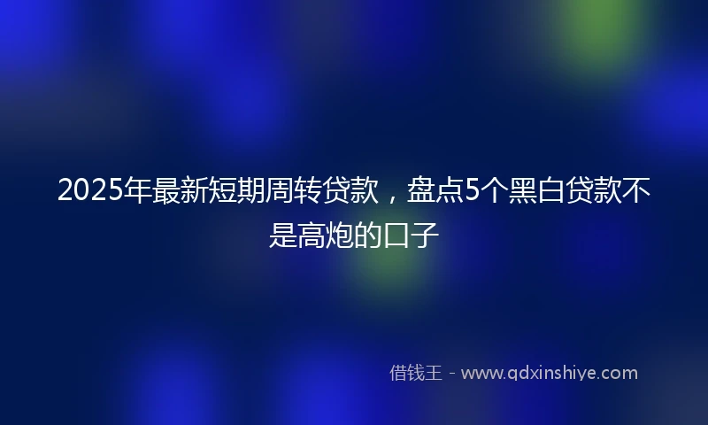 2025年最新短期周转贷款，盘点5个黑白贷款不是高炮的口子