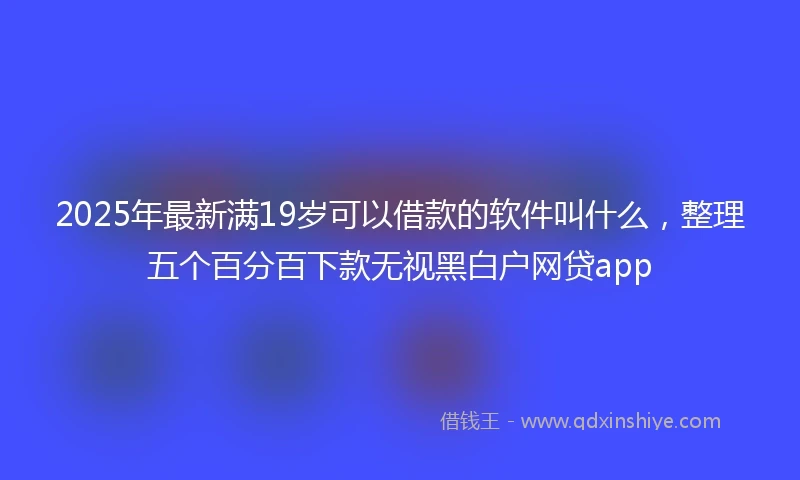 2025年最新满19岁可以借款的软件叫什么，整理五个百分百下款无视黑白户网贷app