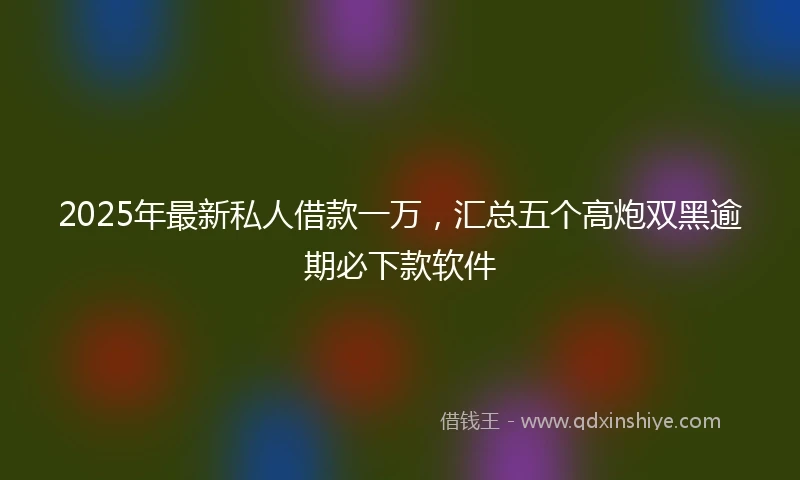 2025年最新私人借款一万，汇总五个高炮双黑逾期必下款软件